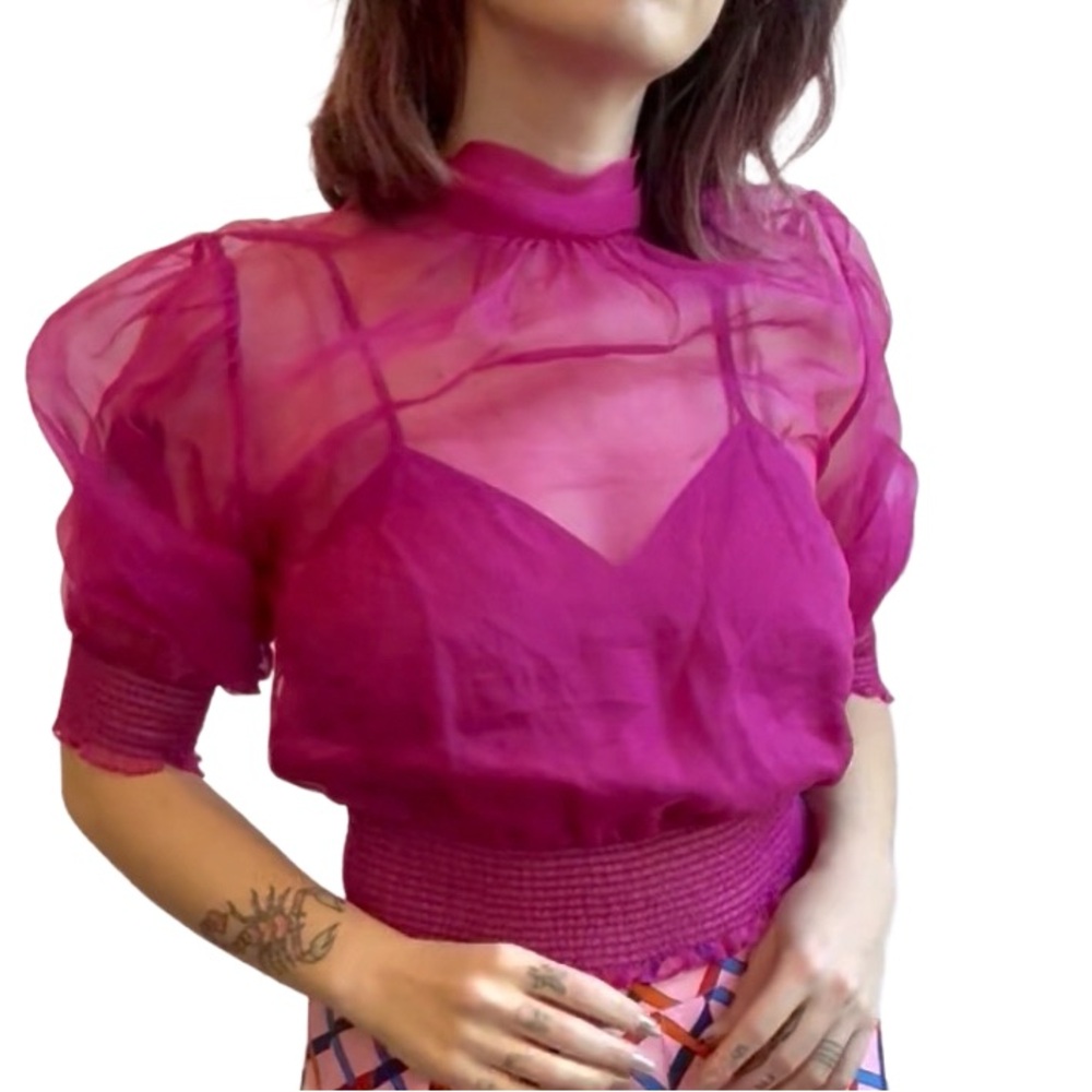 Sheer Magenta Blouse